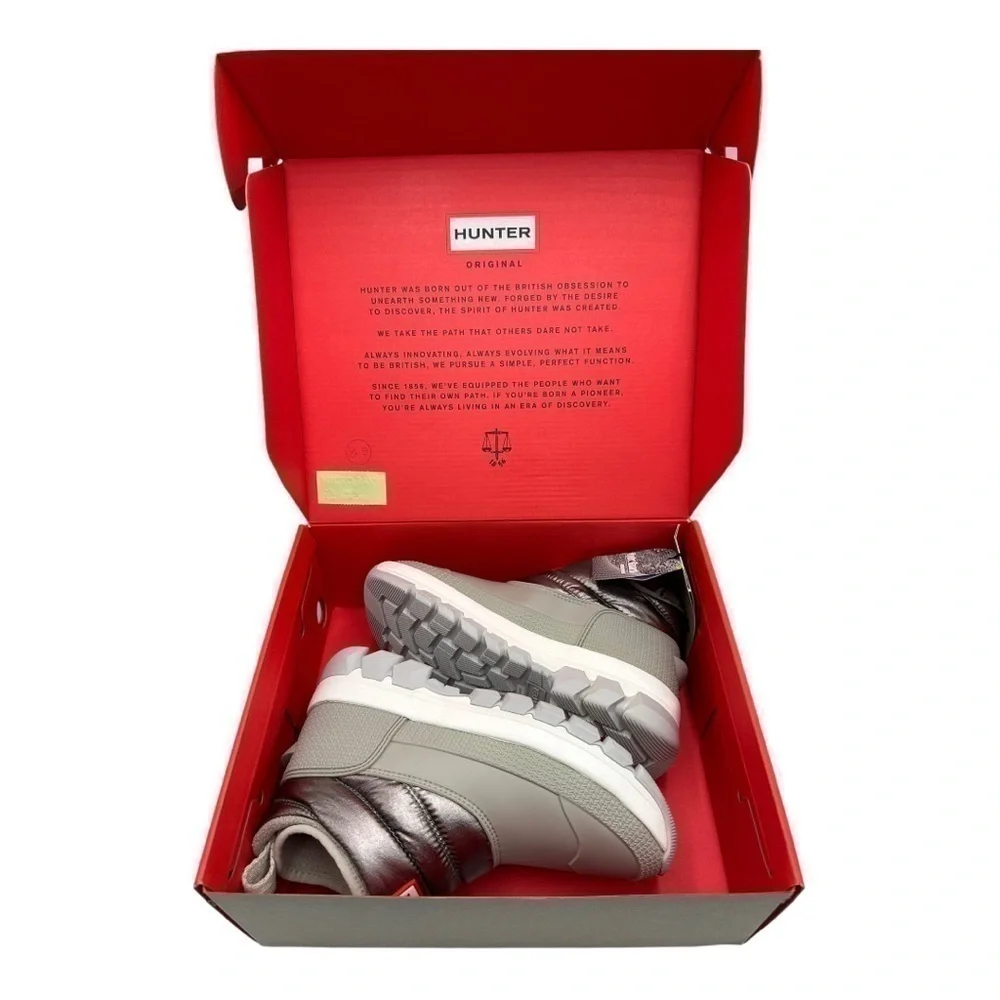 Hunter Women's Insulated Metallic Snow Boots - Silver/Grey